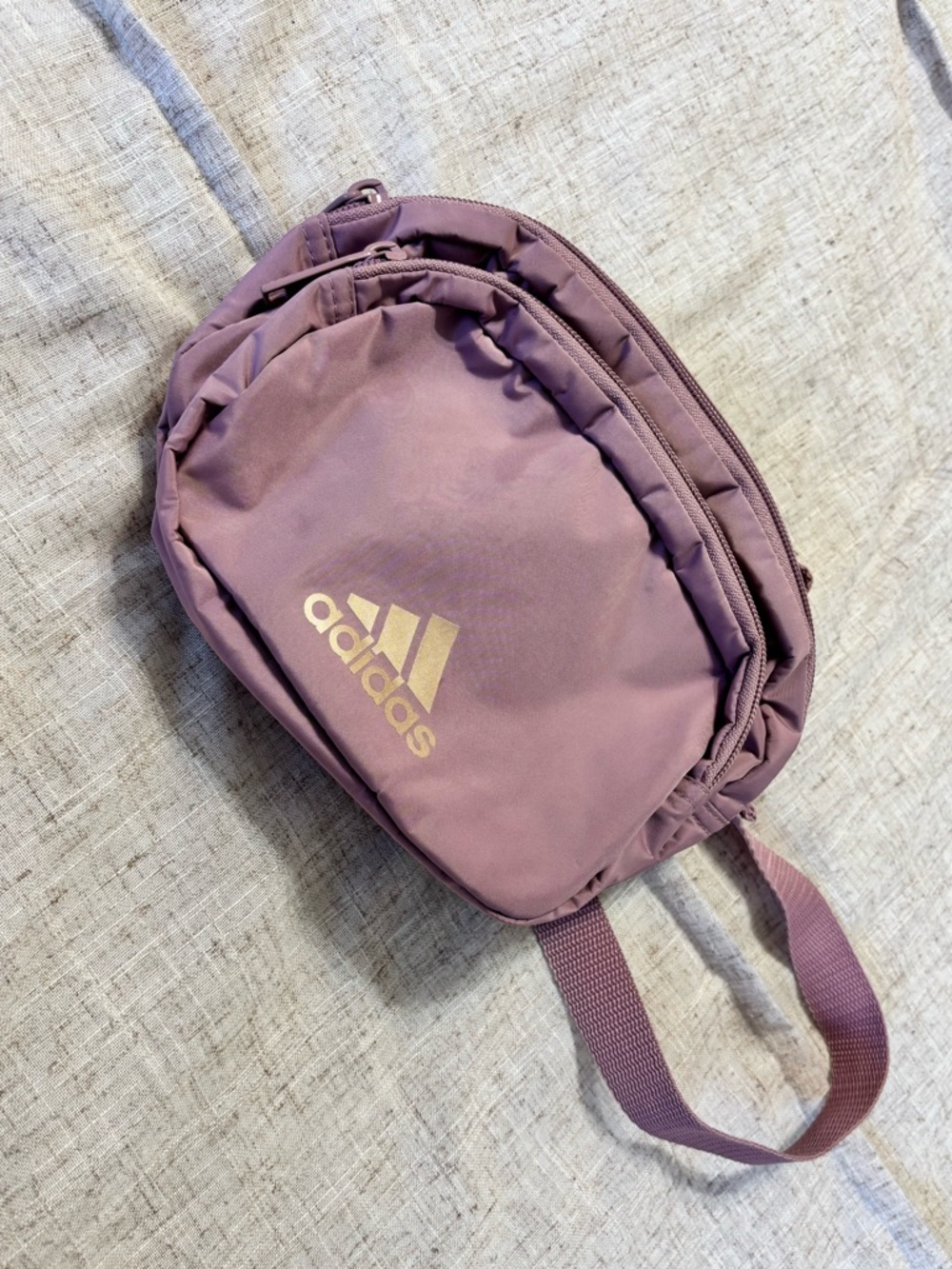 adidas Mauve Crossbody Mini Backpack with Gold Logo